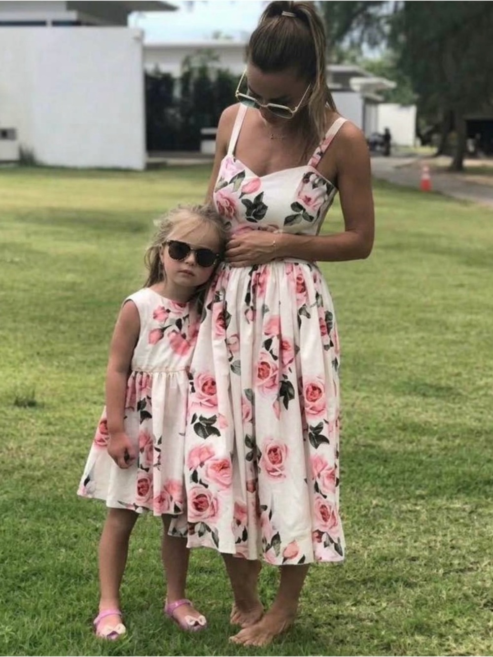 NEW Mommy and Me White Floral Rose Midi Dress